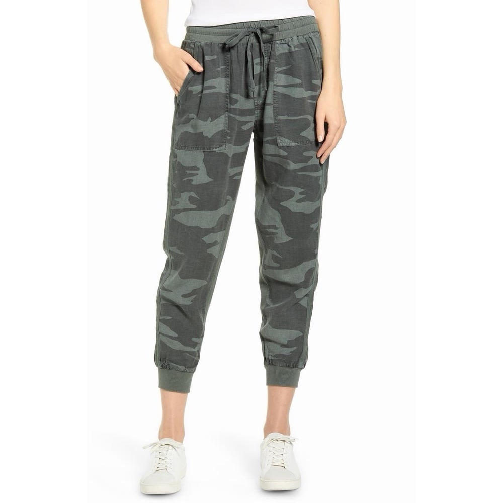 Splendid Camo Print‎ Jogger Pants Green Camouflage Rayon Drawstring Small